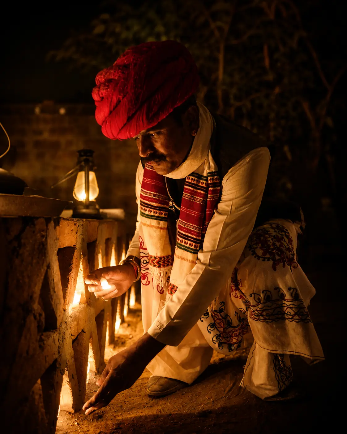 The fire at night